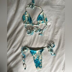 Frankie's Bikinis Blue Floral Bikini